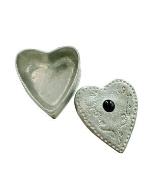 Vintage Pewter Trinket Box Heart Arts Crafts Style Glover and Smith Hand Crafted